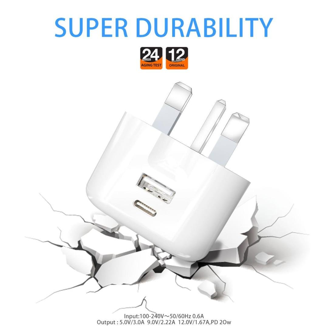 USB C Fast Charger Plug with 20W for iPhone 14/14 Plus/14 Pro/14 Pro Max/iPhone 12 13/13 Pro/13 Pro Max,11 SE 2020 XS XR,iPad,AirPods,Apple Watch PD Mains UK Type C Wall Charging Power Adapter