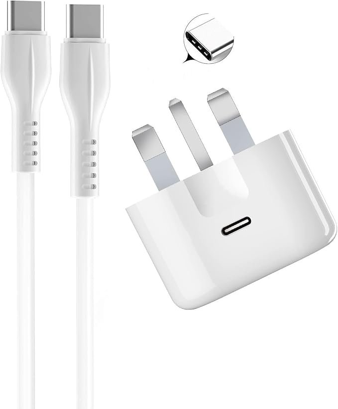 Fast Charger Plug USB C Plug for iPhone 16e 16 Pro Max 16 Plus iPhone 15 Pro Max Plus,20W Type C PD Wall Charger Adapter UK Mains Phone charger 1M 60W Fast Charging Cable