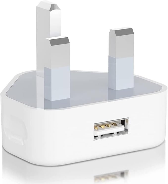 USB Plug For Iphone Uk 3 Pin Adapter Wall Plug- Charger Phone Mains Chargers Compatible With Other Mobiles/Iphone 16e 16 15 14 13 12 11 Pro Max 11 XR/Samsung/Ipad Air Pro